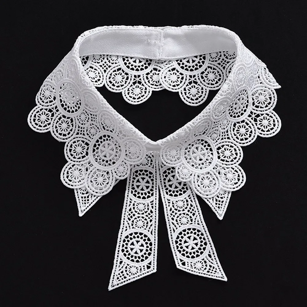 

New Lace Floral Fake Collar Detachable Black White False Collar Clothes Trim Women Girls