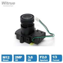 Witrue – objectif Cctv 3.6mm, 2 mégapixels, monture M12, format F2.0, ouverture 90 degrés avec coupure IR pour caméras de sécurité, 1/3 pouces