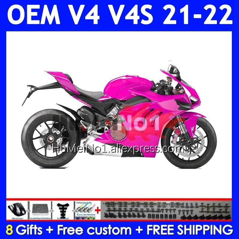 Injection Body For DUCATI Panigale V4 V 4 S R V4S V4R 21-22 Year 328No.66 Glossy Rose V4-S V4-R 2021 2022 21 22 OEM Fairing Kit