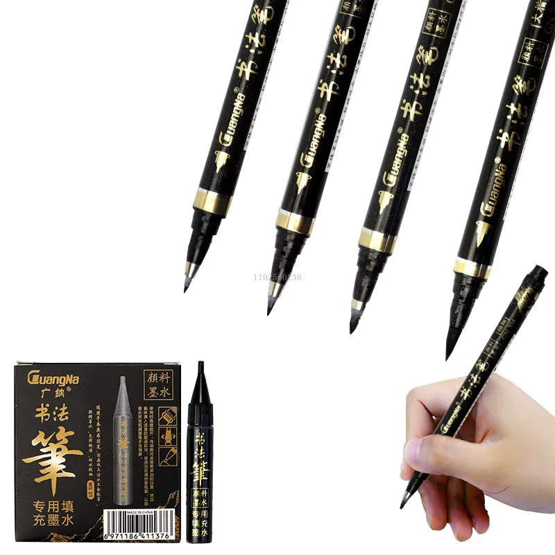 

Spare Cartridge Black ink Flexible Brush Tip for Lettering Calligraphy Pens Markers Writing Sketching Drawing Ink Can Be Added