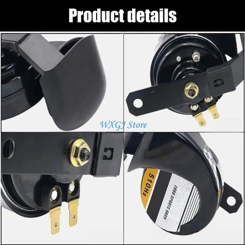 

37JE 12V High Tone Snail Horn Motorcycle Car Universal Application Corrosion Resistant Metal Housing Clear Sound Output