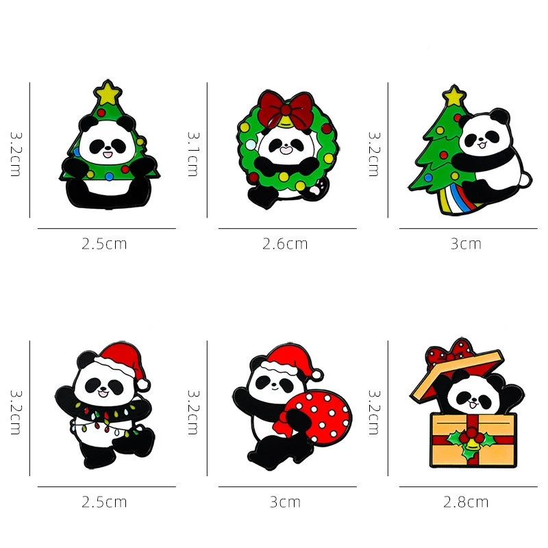 Cute Cartoon Christmas Day Enamel Brooch Creative Animal Santa Claus Panda Gift Lapel Pin Badge Backpack Clothing Accessories