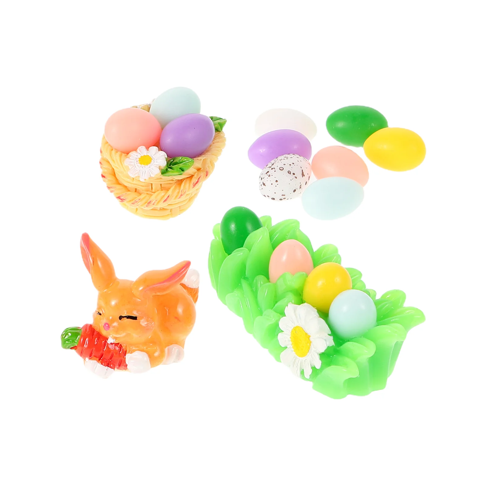 10 Pcs Easter Decorations Small Fabric Dog Toy Basket Mini Statue Bunny Egg Table Centerpieces Craft Supplies Resin Tabletop