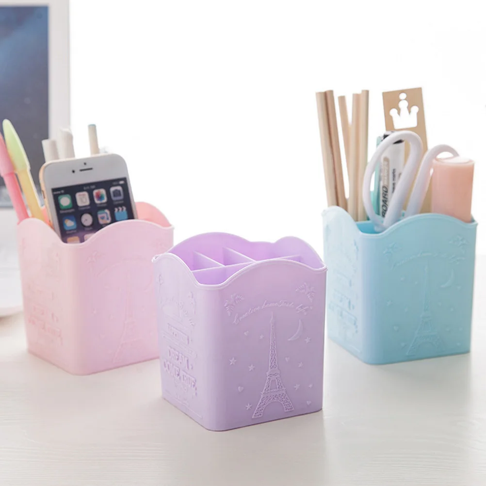 

Multifunctional PP Material Tower Pattern Display Stand Holder Case Pen Holder Four Grid Storage Box Desktop Organizer