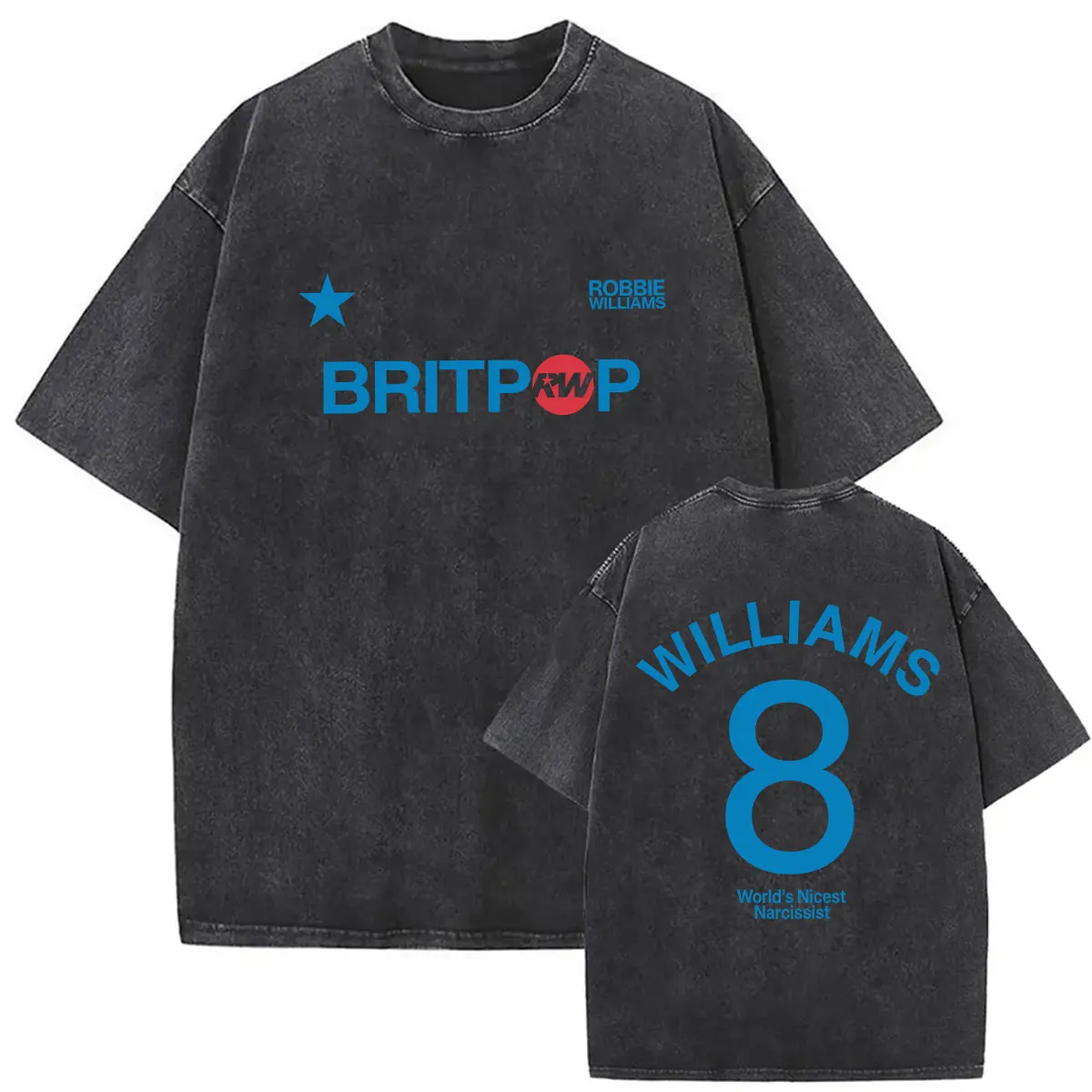 Vintage Washed Robbie Williams BRITPOP Tour 2026 Doppelseitiges T-Shirt Herren Damen Kleidung Mode Hochwertige Baumwoll-T-Shirts – Detail 2