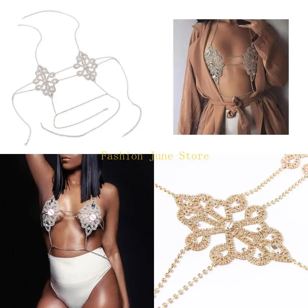 N5KA المرأة الجسم البطن سلسلة فضية الصدرية مجوهرات مثير قلادة بيكيني لحفلة الشاطئ #1