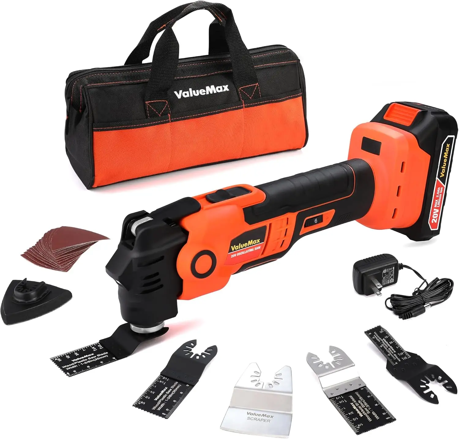 

20V Cordless Oscillating Multi-Tool with Battery, 6 Speeds, Quick-Change System & 16 Blades Kit