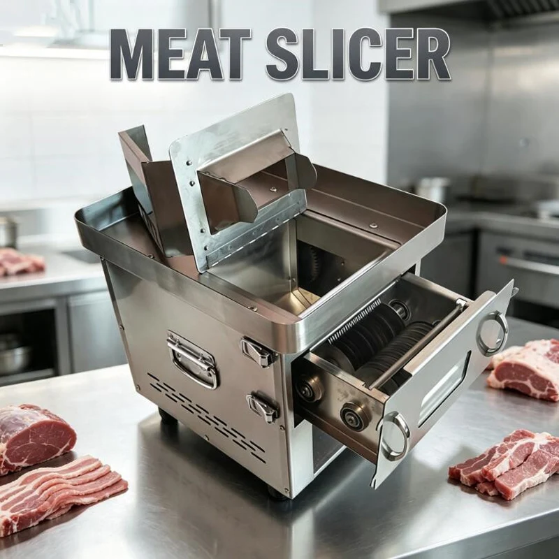 Electric Commercial Meat Slicer  Stainless Steel Electric Meat Cutting Machine For Restaurant Canteen