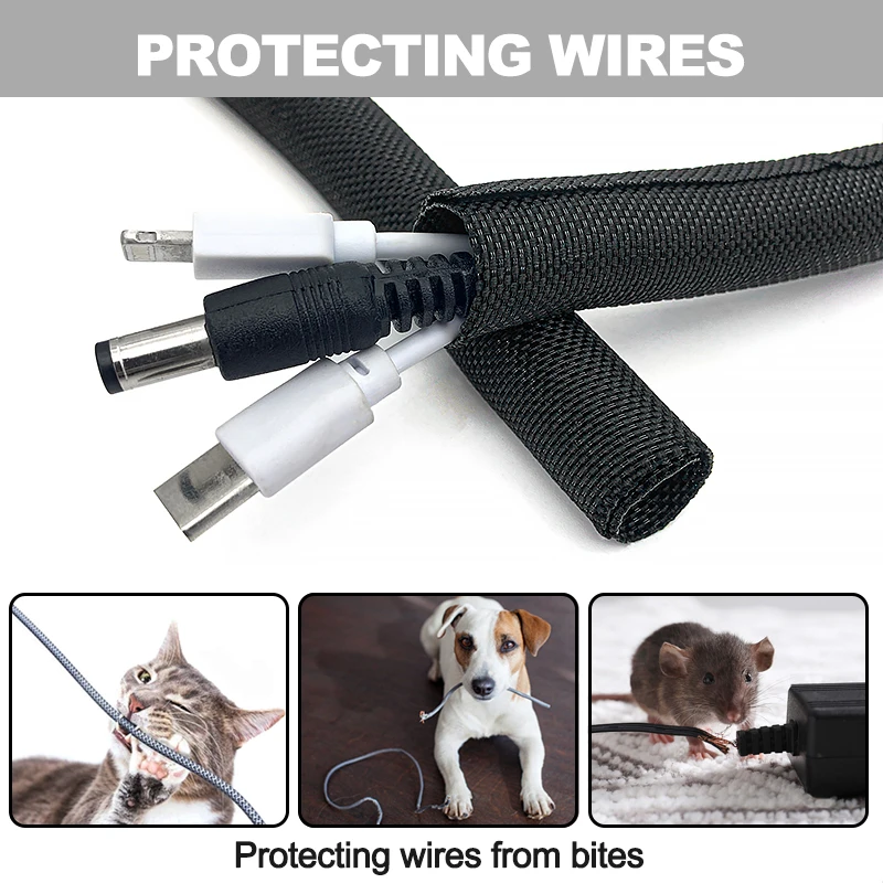 5/10Meter Cable Sleeve Self Closing PET Braided Expandable Auto Line Management Insulated Tube Overlaps Flexible Loom Split Pipe