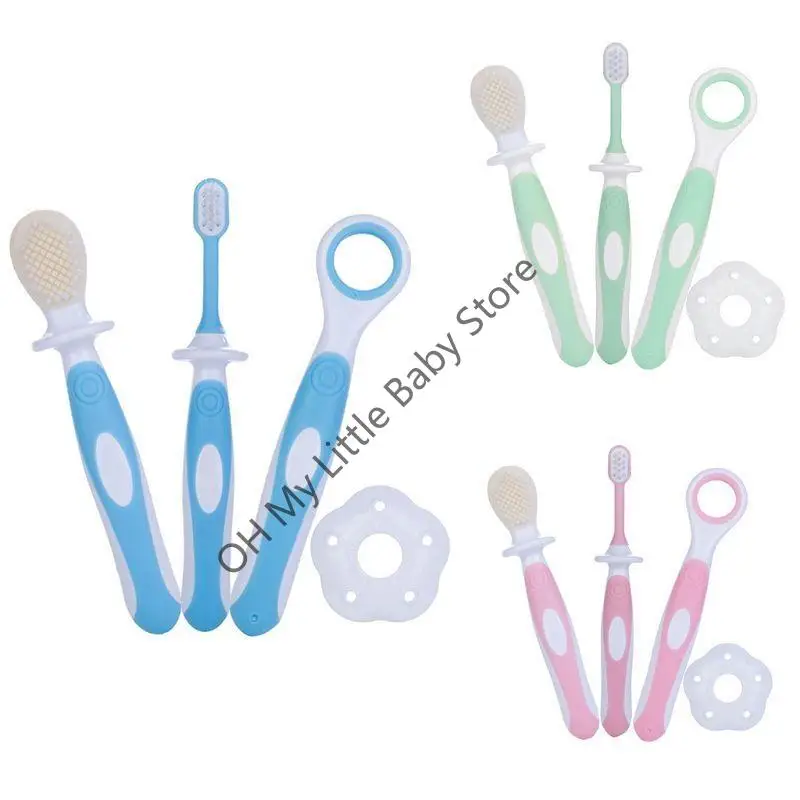 

M76C 3 Pack Baby Toothbrush for Extra Soft Toothbrush with Soft Floss Bristles for Gum Care for Age 0-3 Years Old