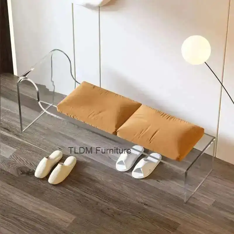 

Acrylic Furniture Bench Stool Nordic Home Doorstep Transparent Shoe Changing Stools Bedroom Cloakroom Minimalist Makeup Chair