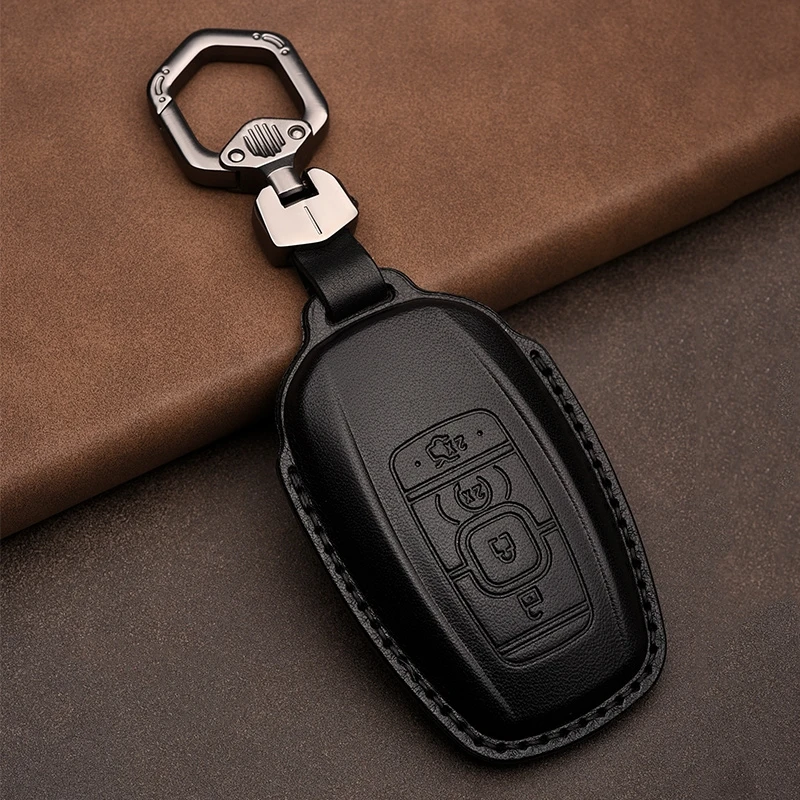 Durable Genuine Leather Anti-drop Key Cover For Lincoln Series Adventurer Aviator Navigator MKZ Remote Key Fob Accessories