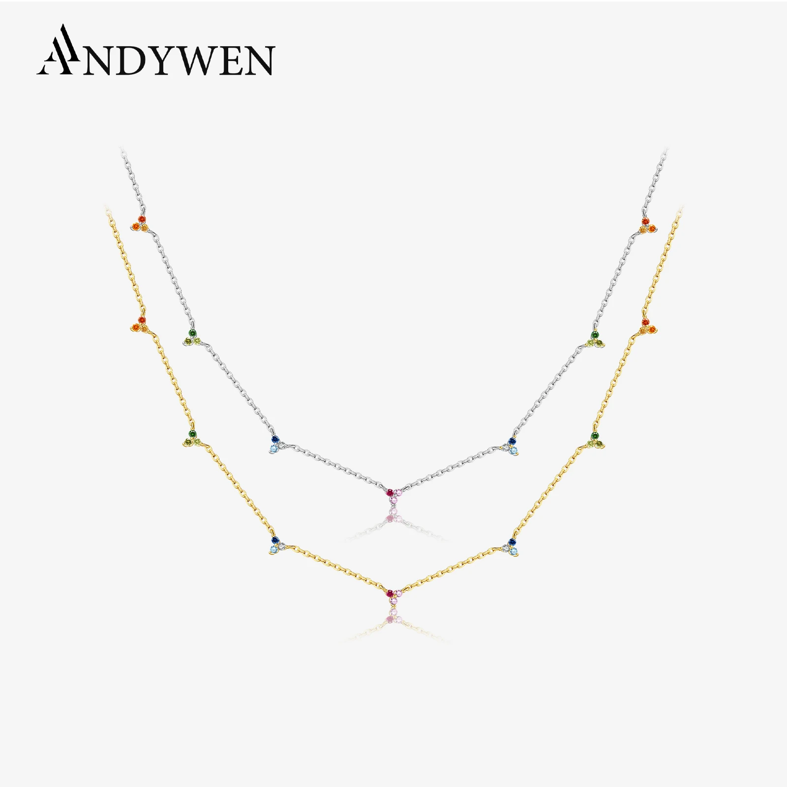 ANDYWEN 925 Sterling Silver Clear Zircon CZ Charm Luxury Choker Necklace 2021 Women Wedding Party Jewelry Gift Valentiens