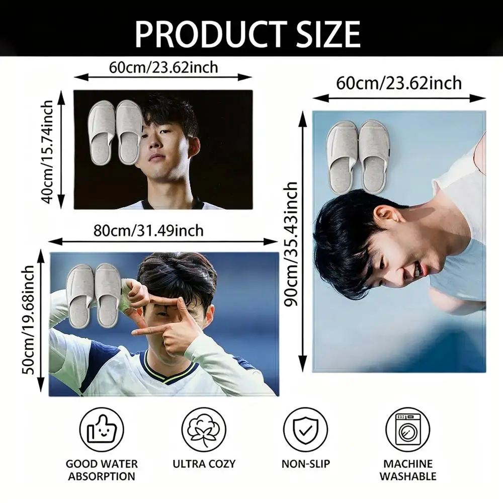 Athlete S-Son Heung-min Floor Mat Soft Non Slip for Entry Door Bathroom Indoor Home Decorative Carpet