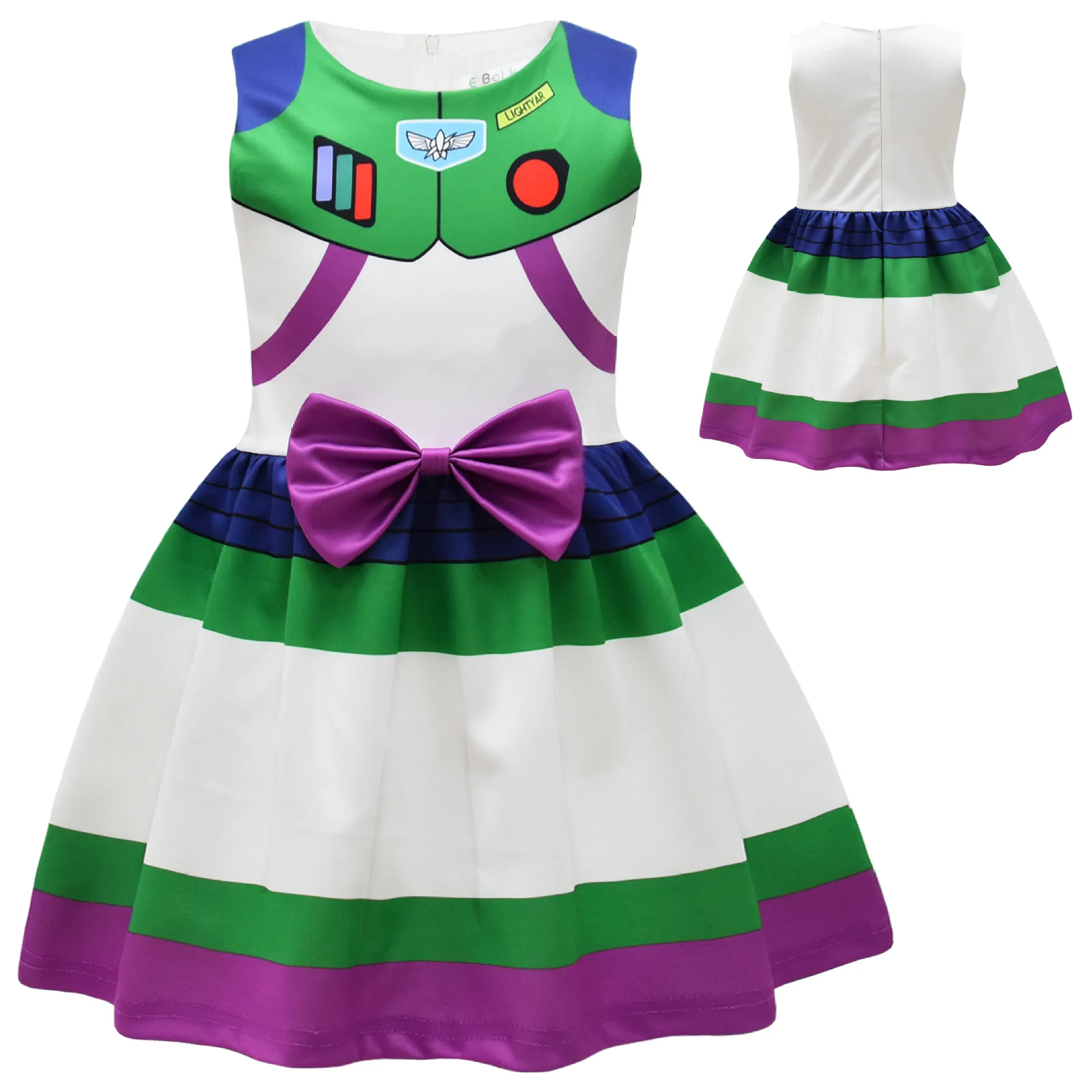 2024 New Disney Toy Story Digital Printed Girls Dress Girls Bow Dresses Girls Clothes Birthday Party Costume for Children