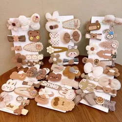 8-piece milk coffee plush hair clip New fringe side clip headdress Fall/Winter hair clip for women cute bb clip