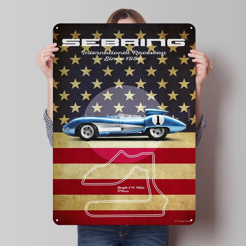 Sebring Raceway Poster Tinplate Signs Car Poster House Decorations Living Room Decoration Metal Signs Vintage Decor Custom Sign