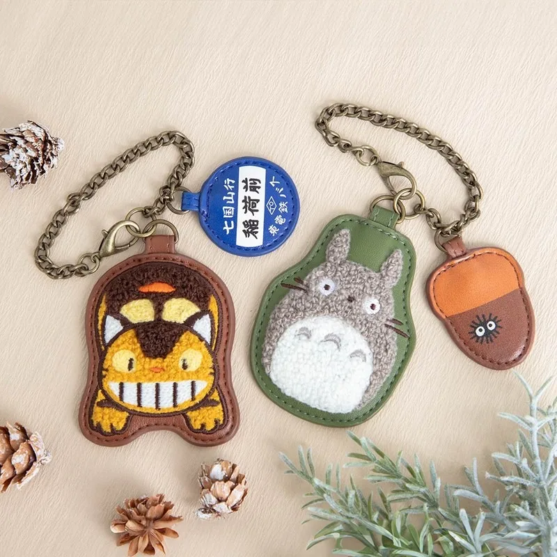 Cute My Neighbor Totoro Cartoon Embroidery Keychain with Delicate Metal Sweet Lovely Decorative Bag for Daily Outfit Matching