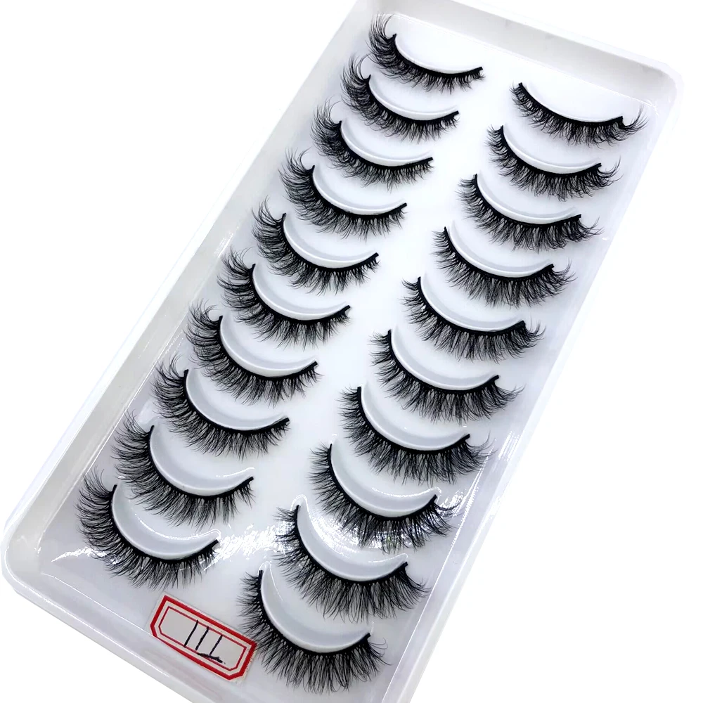AMSDCN Künstliche Kurze Nerz-Wimpern, Natürlich Dramatische Falsche Wimpern, 10 Paar 3D-Wimpern für Make-up – Detail 34