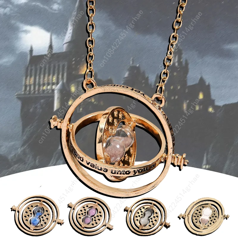Novo harries potters conversor de tempo colar varinha time turner ampulheta pomo pingente triângulo colar presente aniversário do amigo