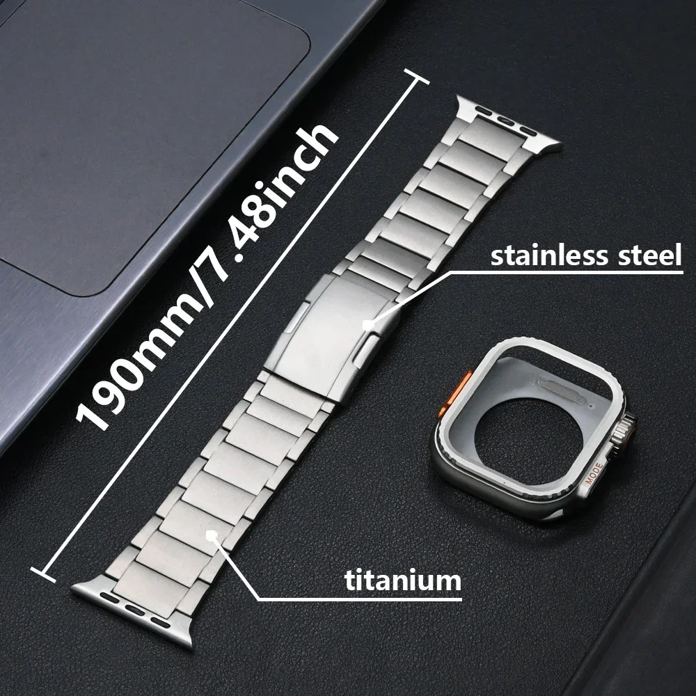 Men Titanium Band for Apple Watch Strap 49mm 46mm 45mm 44mm Replaced Case+Bracelet Accessories for Iwatch Series 10 9 8 7 Ultra