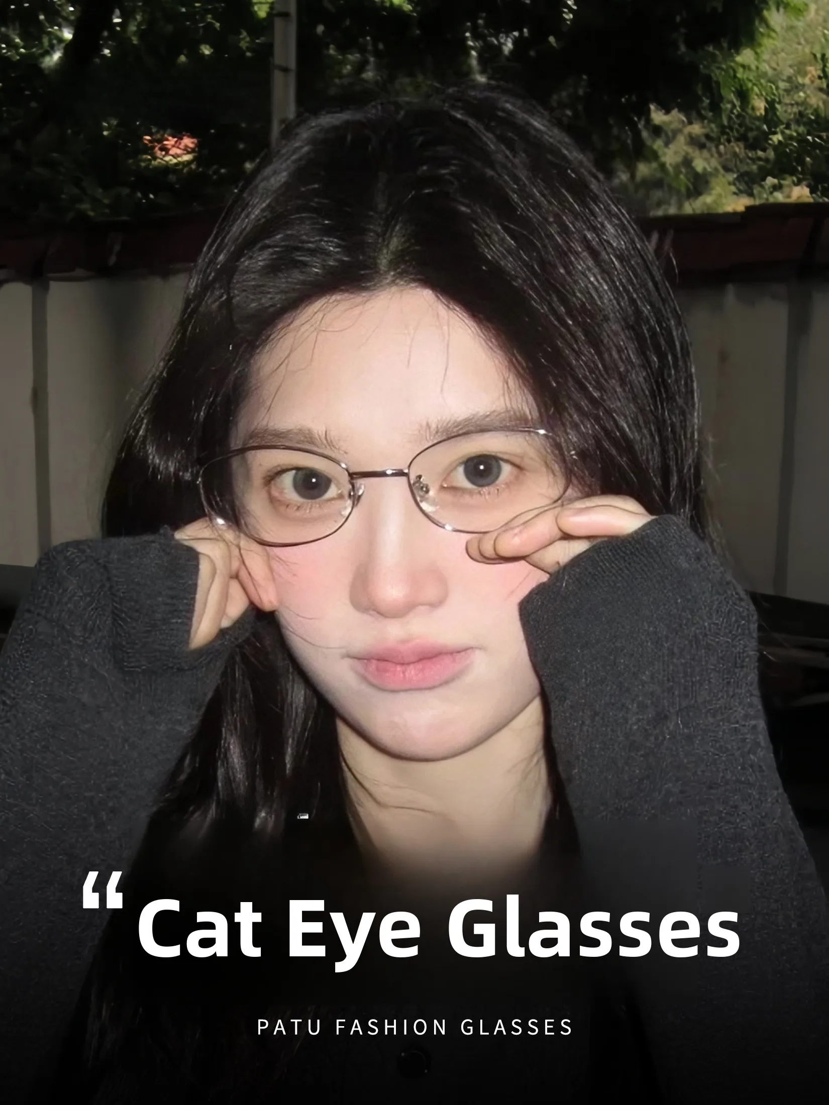 超軽量チタンフレームキャットアイメガネ女性用近視用メガネは高知性感覚のシルバーワイヤー薄型フレームと組み合わせることができます