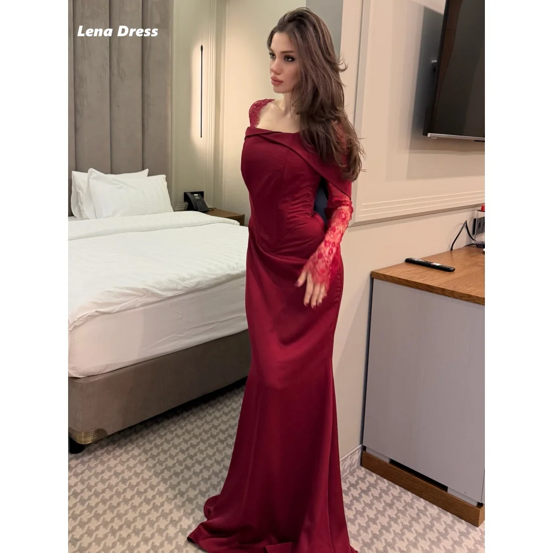 

Lena Long Sleeves Elegant Party Evening Dresses for Special Occasions Lace Customized Ball Gowns Red Women's Prom Dress 2025