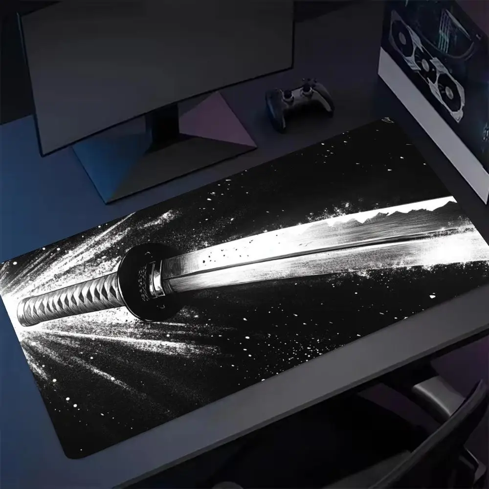 Monochrome Ink Splash extended Gaming Keyboard Pad for PC Laptop Gamers Office Home Decor Non-slip Rubber Desk Mat