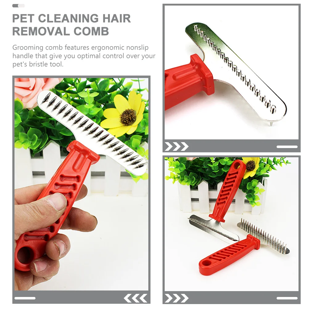 

Dematting Rake For Dogs Pet Grooming Comb Stainless Steel Anti-Slip Handle Shedding Hair Removal Tool Dog Cleaning Brush