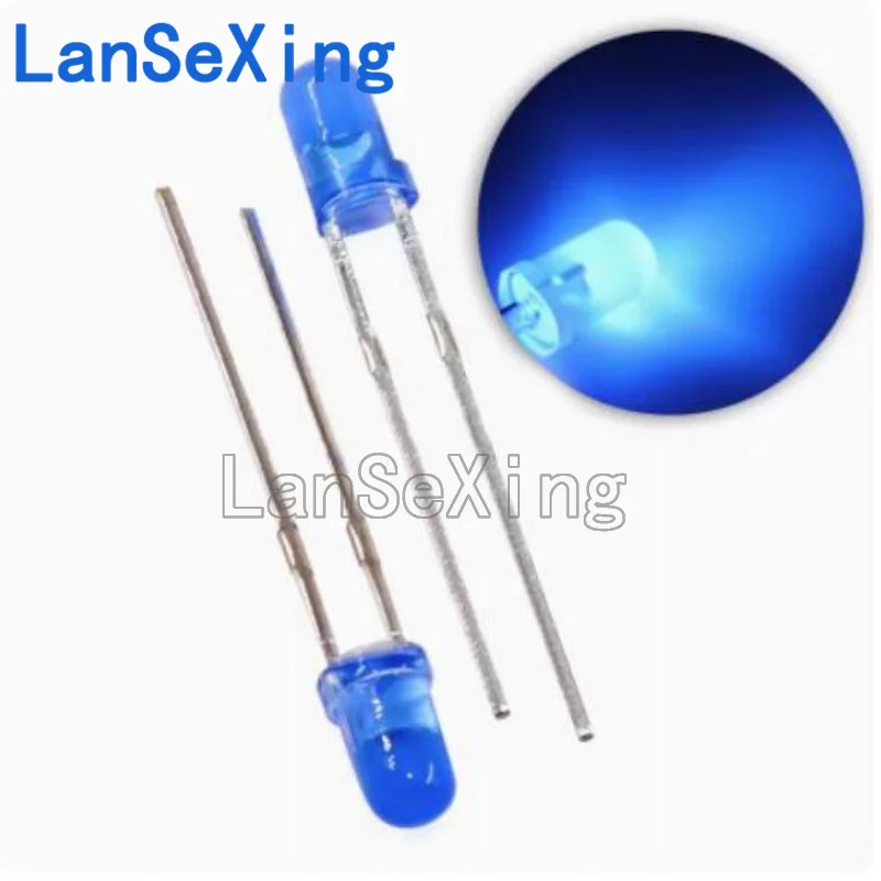 Tubo a emissione luminosa a LED blu da 3mm blu Bluing 3mm LED Light Short Pin (100 pezzi)