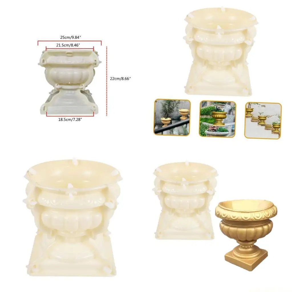 

QX2E European Flower Pot Crafts Mold Desktop Decor Plastic Concrete Cement Mould Storage Box Epoxy Resin Molds for Garden