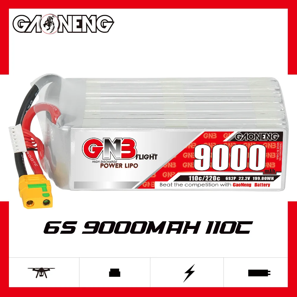 GNB 6S Drone Lipo Battery 5200/6500/7000/8500/9000/11000mAh 110C With XT90S Plug For FPV Drone Airplane Helicopter UAV Battery