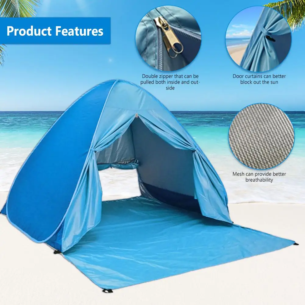 Beach Shelter Uv Protection Pop-up Beach Tent 2-3 Person Waterproof Portable Tent For Family Camping Garden