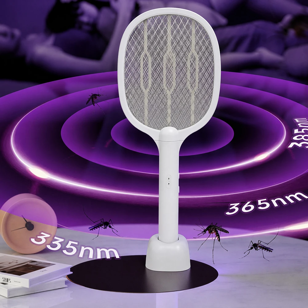 2 in 1 Electric Fly Swatter Handheld Mosquito Swatter Safe Fly Killer and Mosquito Trap Lamp Rechargeable for Indoor and Outdoor