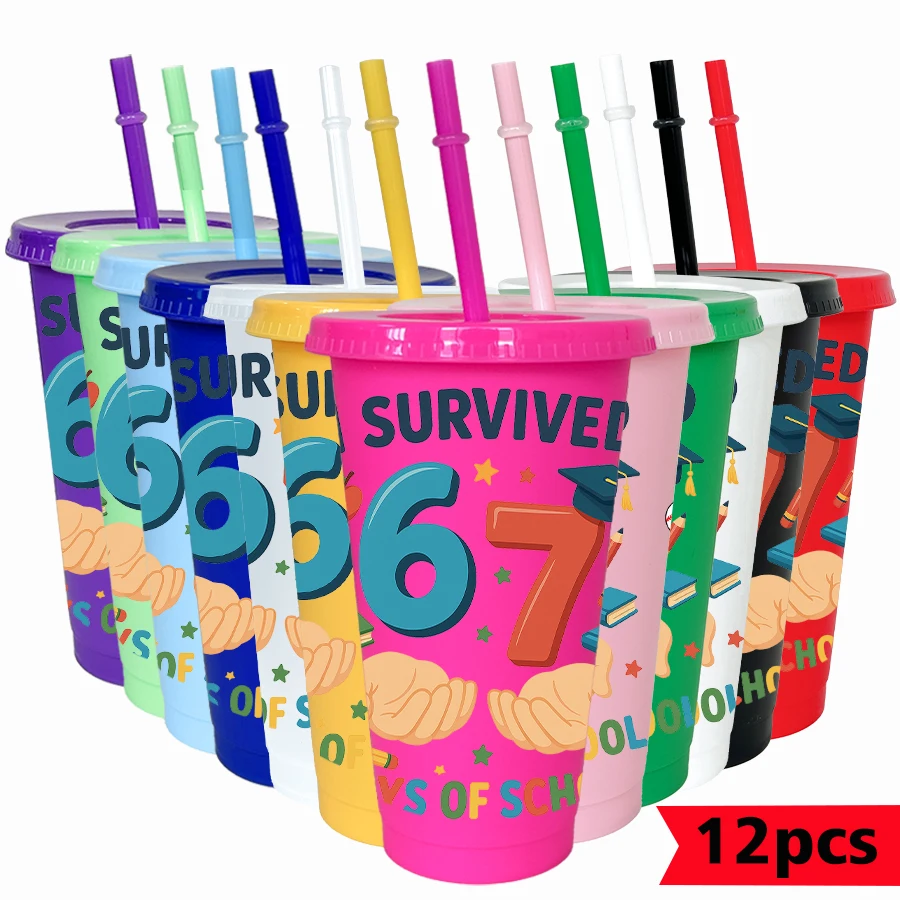 

12 шт./упак. выпускной колпачок 67 узор 26 унций красочный пластиковый стакан для дня рождения, питьевая посуда, чашка для воды для возвращения на родину