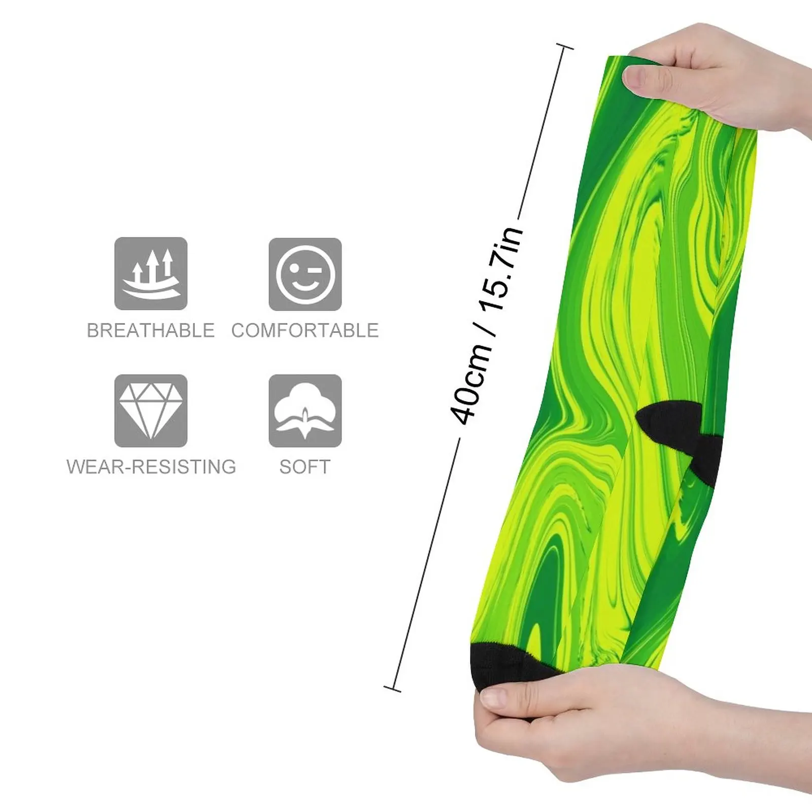 Lime Green Liquid Marble Swirls Socks socks for man Stockings man hiking