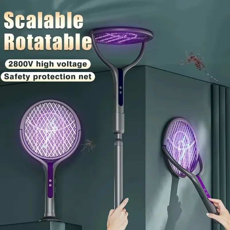 Automatic Mosquito Swatter, Telescopic, Rotatable Mesh For Wider Coverage, USB Charging, Fast, Long Standby Time