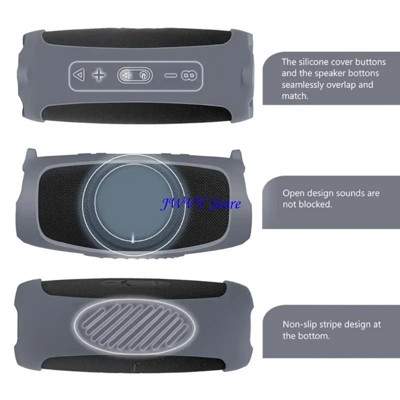 573A 1pc 충전 용 스트랩 피부 덮개가있는 케이스를위한 화려한 실리콘 보호 5 스피커