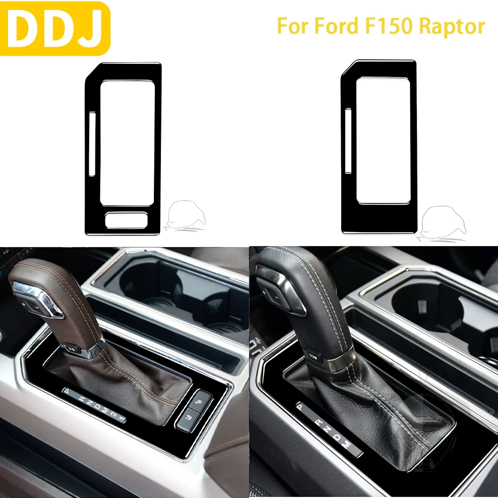 

For Ford F150 Raptor Accessories Piano Black Plastic Car Interior Gear Shift Panel Trim Sticker Modification Decoration