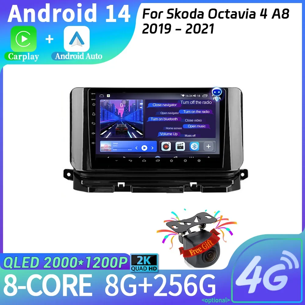 

Android 14 Multimedia Navigation Wireless Carplay Stereo Screen Car Radio For Skoda Octavia 4 A8 2019-2021 WIFI 2DIN