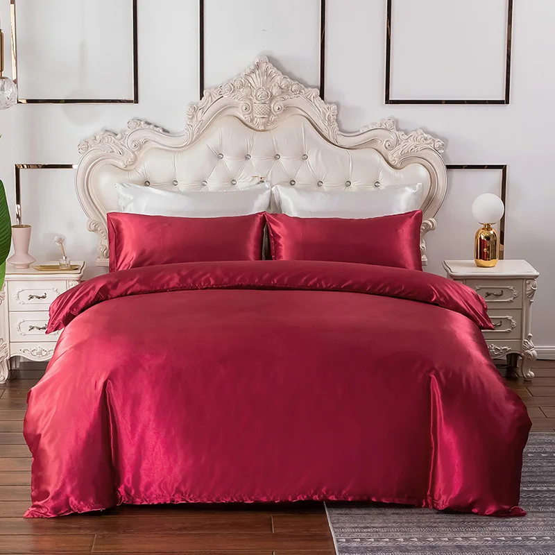 

Bedding Set Luxury Solid Color Bed Set Rayon Satin Duvet Cover Set Twin Queen King Size Bedding Kit 2pcs/3pcs/4pcs Free Ship