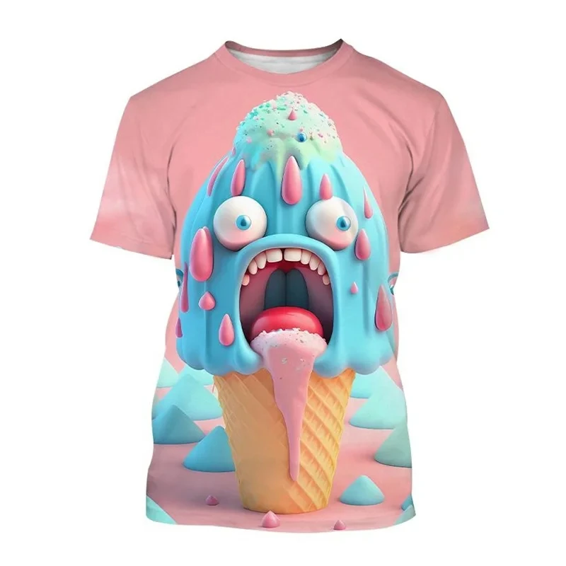 Camiseta deportiva con estampado 3D de helado para hombre, camiseta transpirable de secado rápido, moda para actividades al aire libre, Top de manga corta, ropa para niños