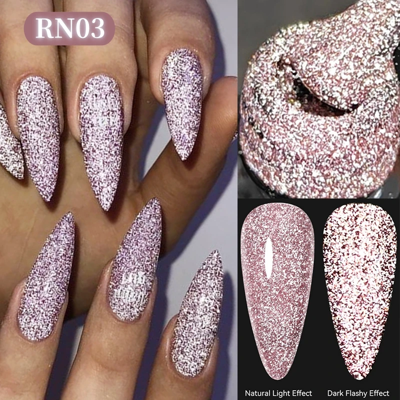 LILYCUTE 7 ml reflektierender Glitzer-Gel-Nagellack, glänzend, funkelnd, wunderschöner Silber-Effekt, semipermanente UV-Gel-Nagelkunst-Maniküre