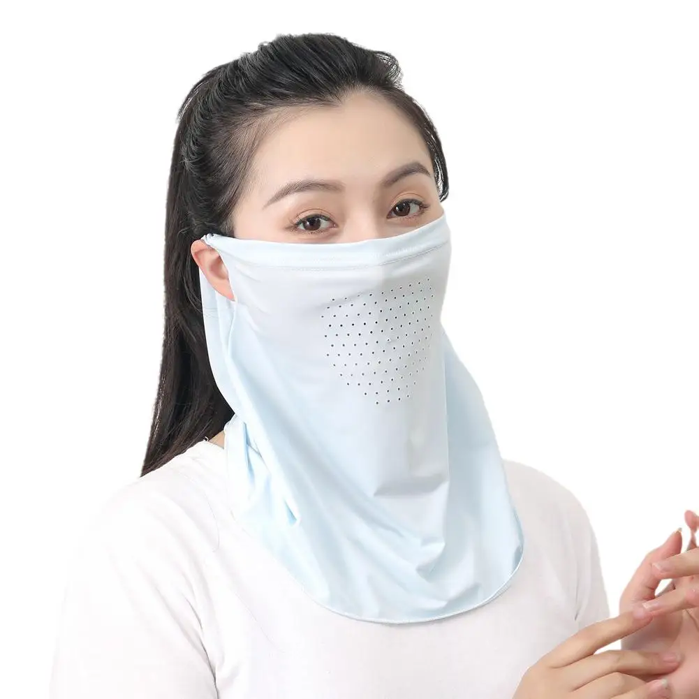 Ice Silk masker pelindung terik matahari Pria Wanita, tudung pelindung terik matahari berkendara luar ruangan musim panas tembus udara untuk pria wanita E6B9