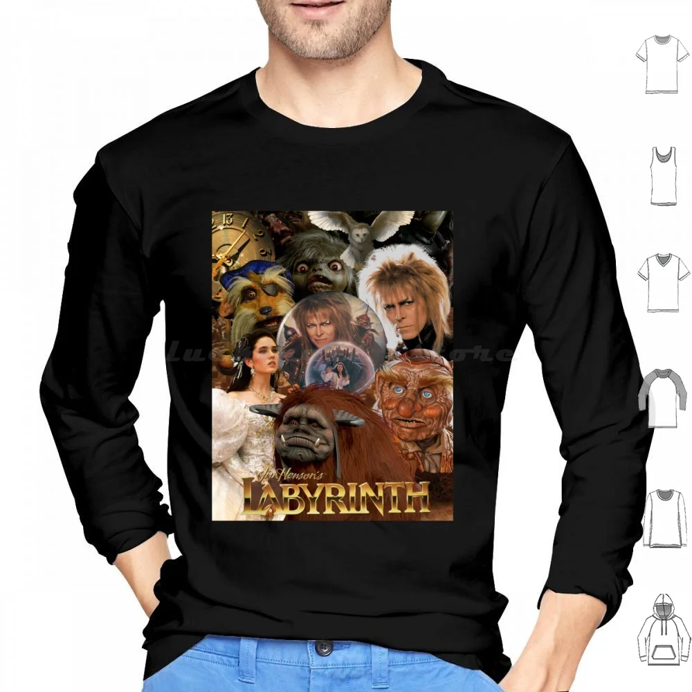 Jim Hensons Labyrinth 1980s Film Hoodies Long Sleeve Jim Henson The Labyrinth 1980s Film Nostalgic Movie Favourite