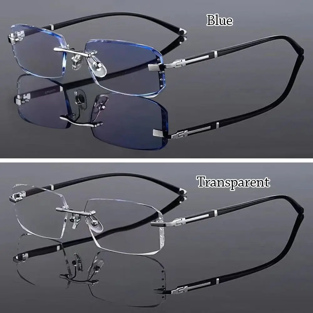 Blue Ray Blocking Anti-Blue Light Reading Glasses Rimless Cut Edge Vintage Hyperopia Glasses Eye Protection Luxury