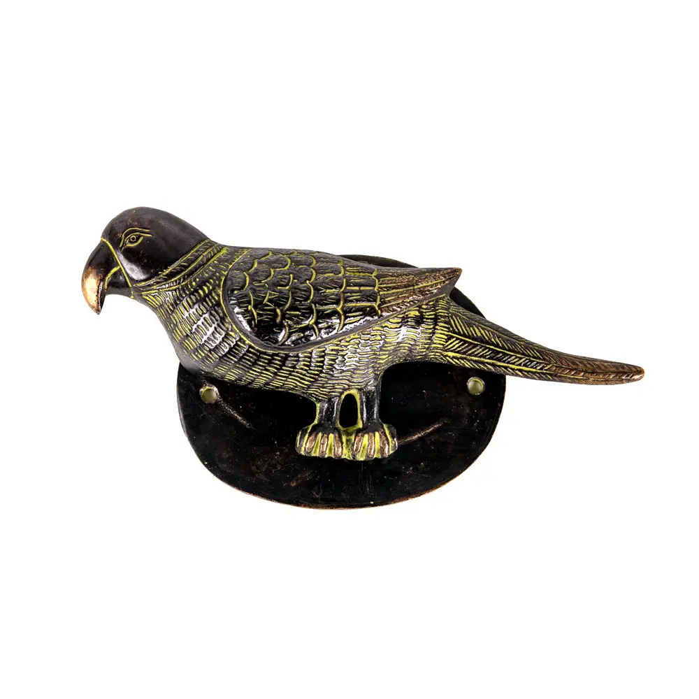 IMPEU Bird Design Decorative Door Handle, Antique Bronze, Pair Parrot Theme Handmade Brass Home Decor, Cupboard Cabinet Pull