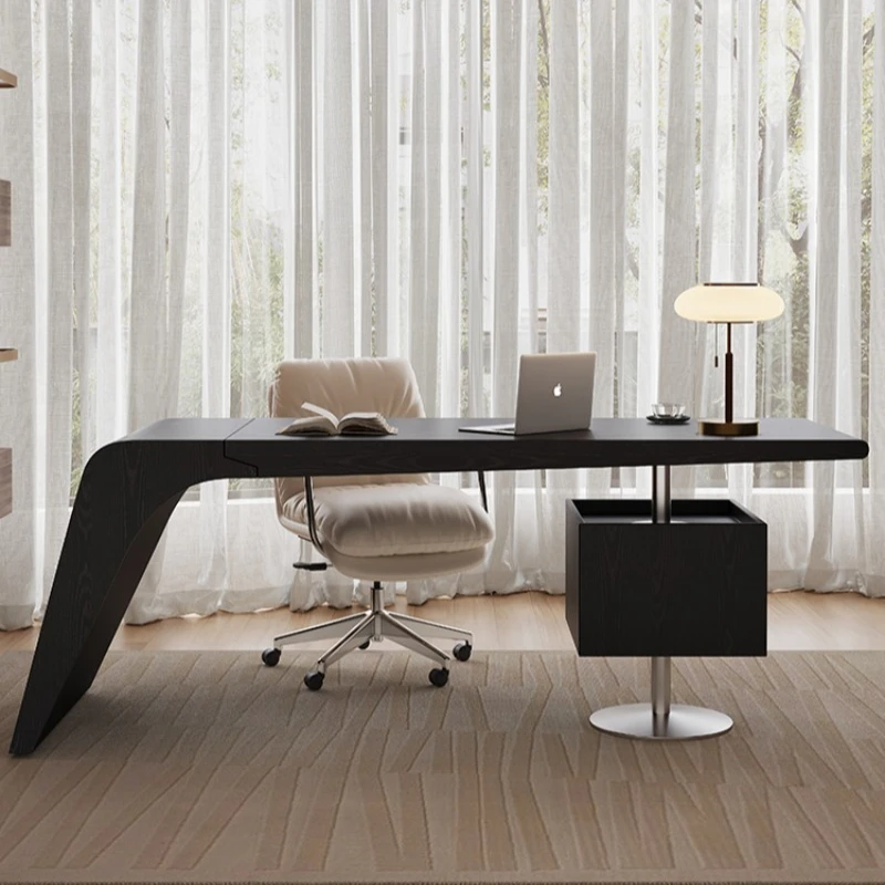 

Italian light luxury solid wood desk home fashion high-end saddle leather desk writing desk modern minimalist executive table