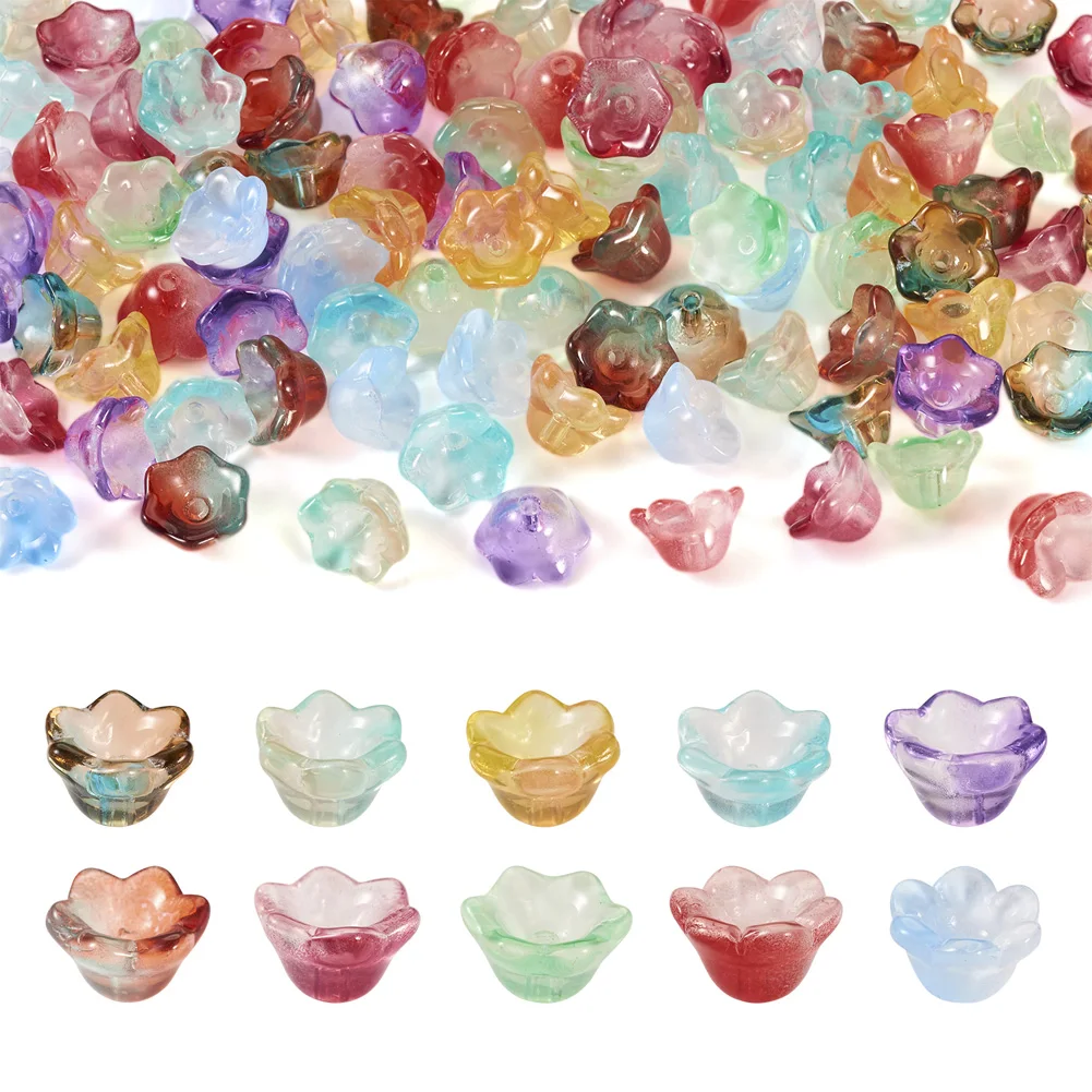 

Pandahall 100Pcs Handmade Lampwork Beads Cap 6-Petal Flower End Cap Loose Spacer Bead for Jewelry Making DIY Bracelet Necklace