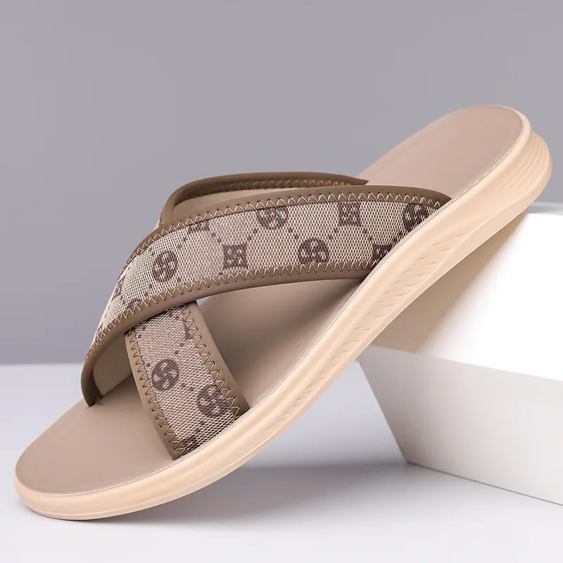 

Новые летние мужские тапочки из канваса, дизайнерские повседневные шлепанцы, стильная обувь для пляжа и отдыха на природе